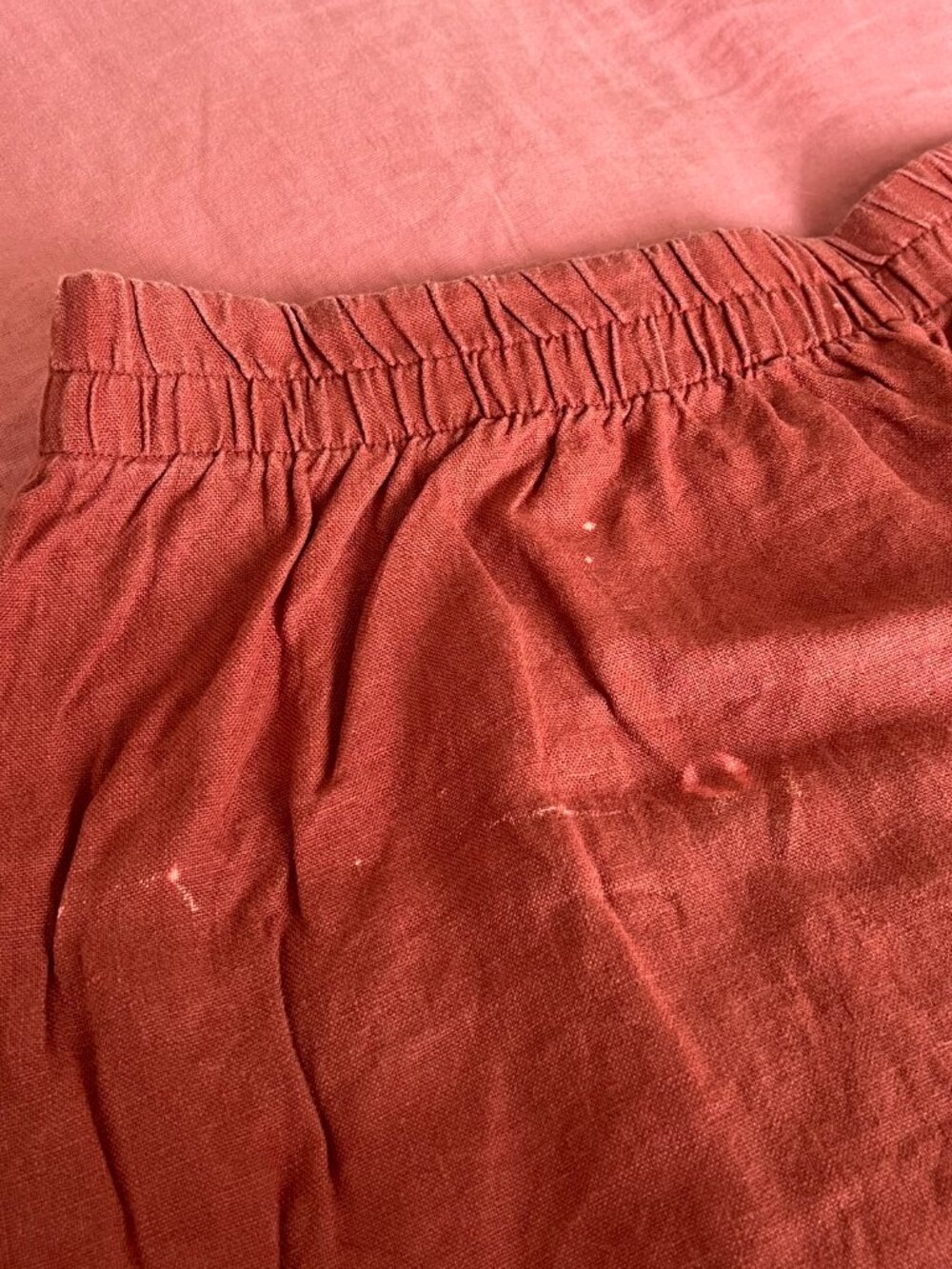 Rust Linen Shorts - Picture 2 of 4